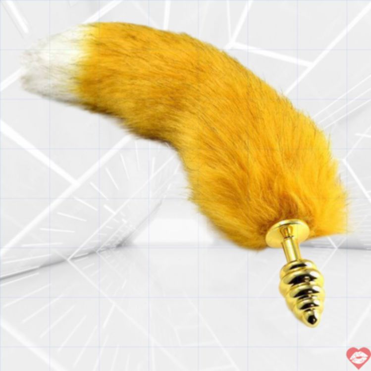 LoveToys Butt Plug Gold S Fox Tail Ribbed Vàng