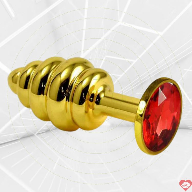 Butt Plug LoveToys Ribbed Vàng Kristal Đỏ