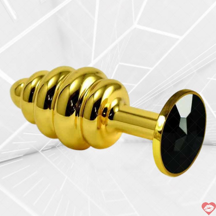 Pờn hậu LoveToys kim loại nạm đá đen vàng 8cm sang chảnh