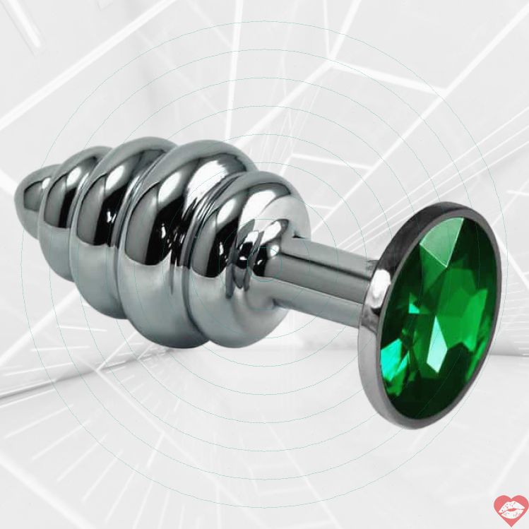 Butt Plug LoveToys Rãnh Sâu Kim Cương Xanh 3cm Kim Loại