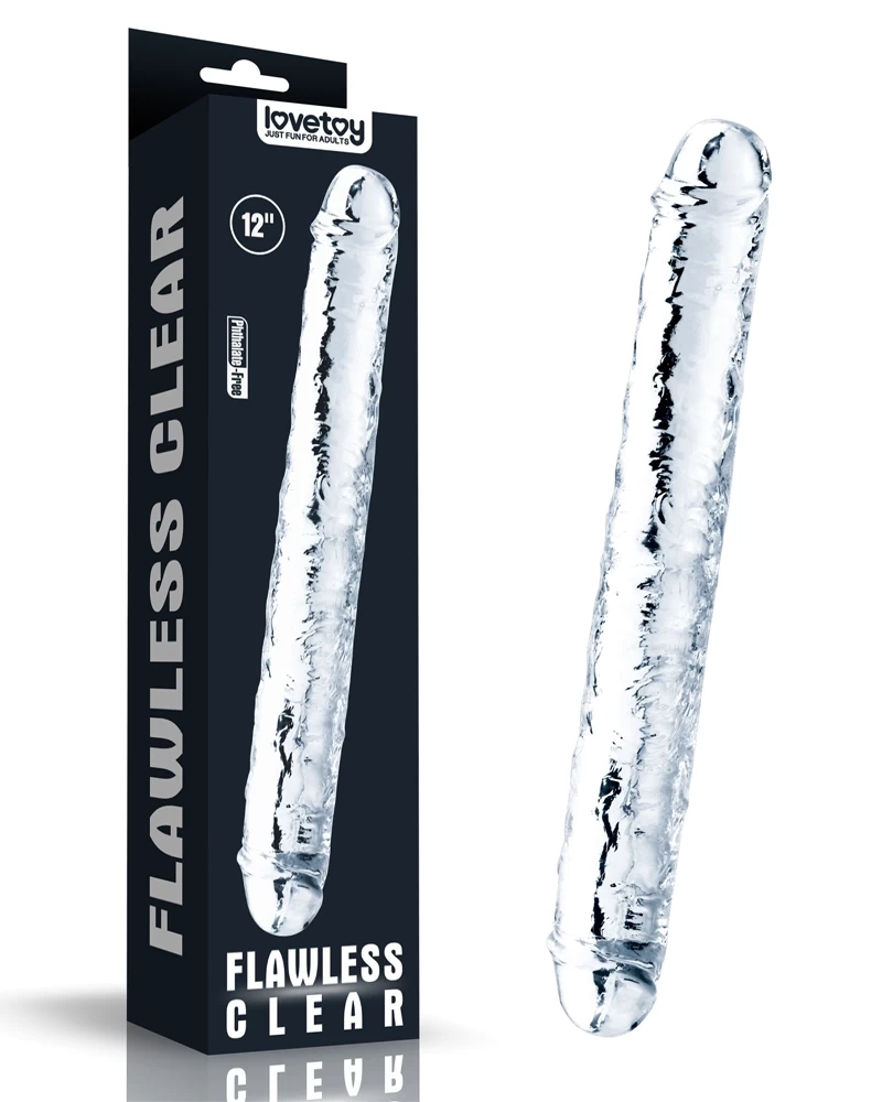 Lovetoy Flawless Clear Double dương vật hai đầu trong suốt mềm mại nhẹ nhàng 