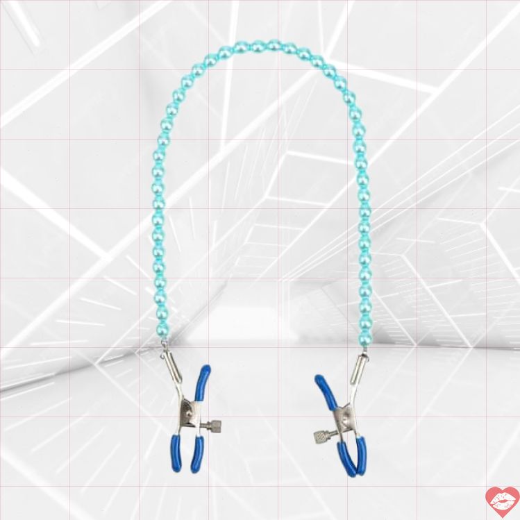 Kẹp núm vú Kanikule xanh chuỗi hạt kích thích BDSM