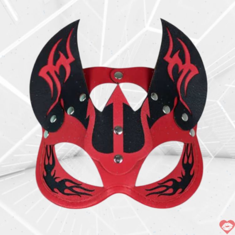 Máscara LoveToy quỷ cái đỏ đen da giả sexy Halloween