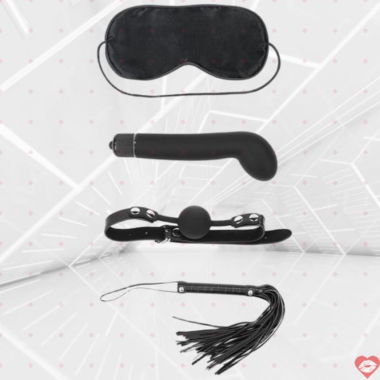 LoveToy Deluxe BDSM Kit 4 món da giả rung kẹp miệng