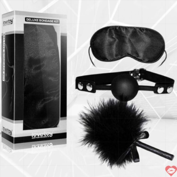 Bộ LoveToy Đen Mặt Nạ Gag Lông Quyến Rũ