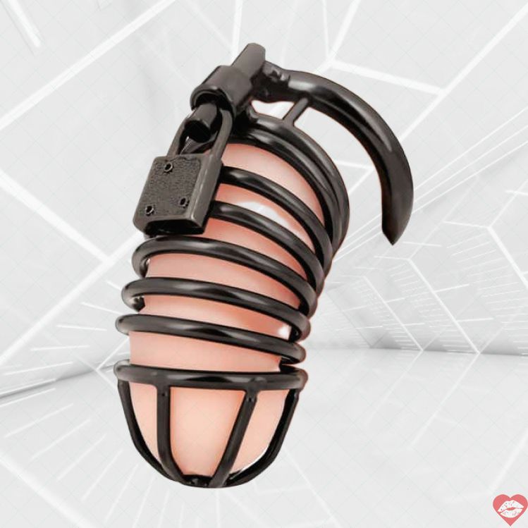 Chastity Cage BlueLine Đen Deluxe Kim Loại Hấp Dẫn 