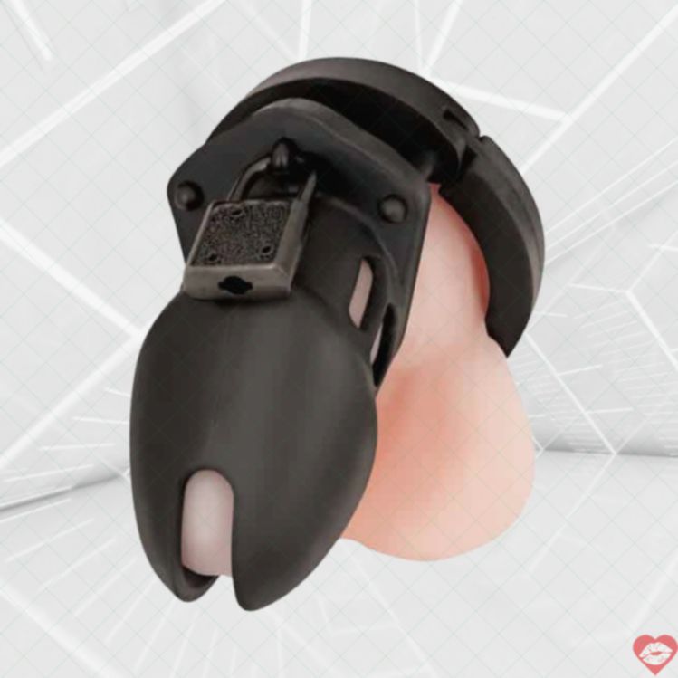 BlueLine Chastity Cage Siêu Thịt Đen Khóa Cương Hoàn Hảo 