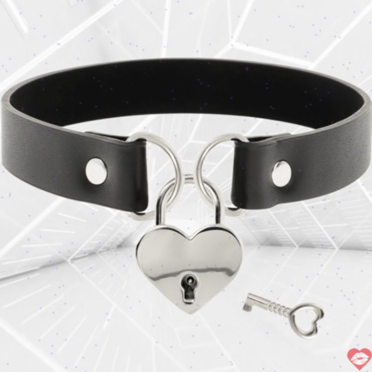 Coquette Vòng Cổ Khóa Tim Đen Gợi Tình Tây Ban Nha