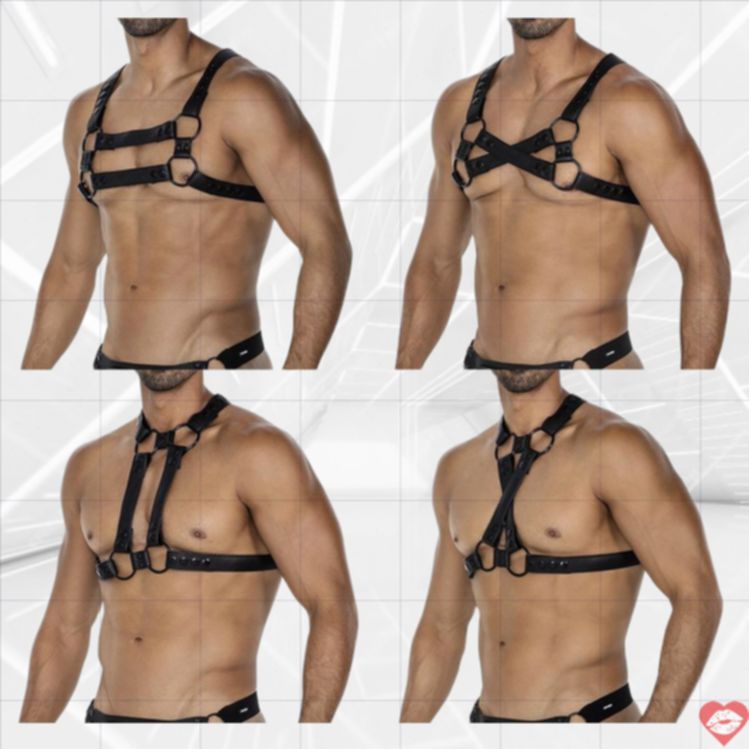 Cut4men Ngực Dây Đeo Điều Chỉnh Đen SM Nô Lệ