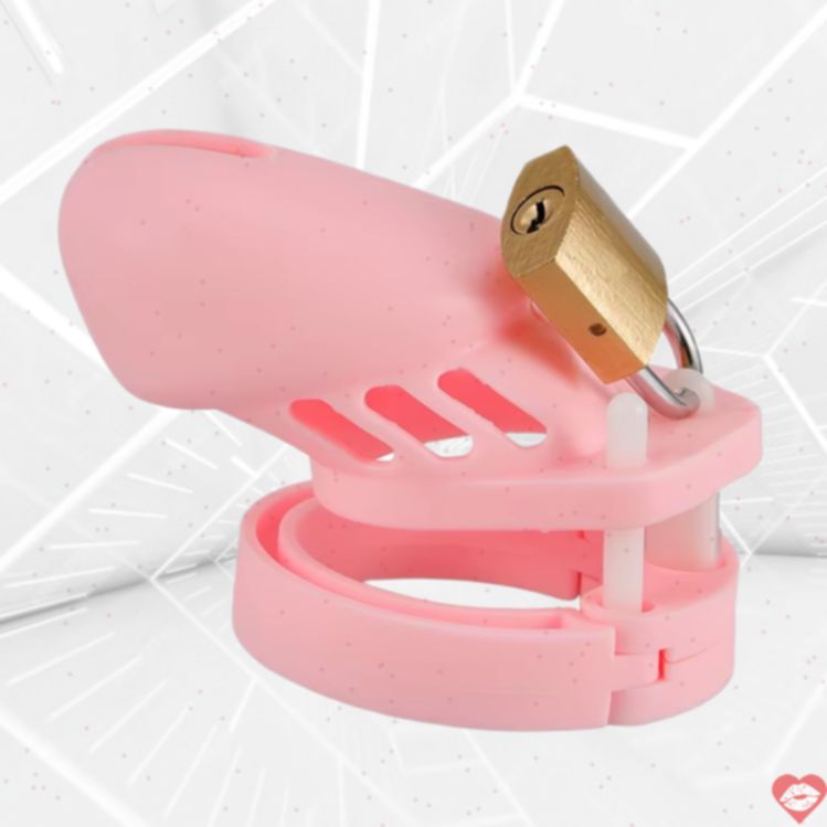 MT Chastity Lock Nam Hồng Silicone Ngắn Kiểm Soát 