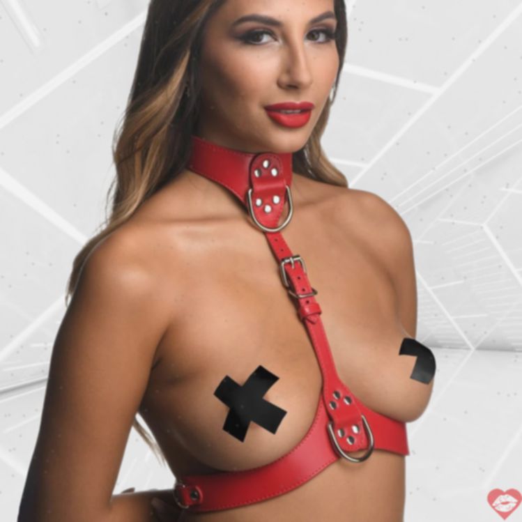 Strict Harness Ngực Đỏ S/M Nữ Quyến Rũ Bó Sát 