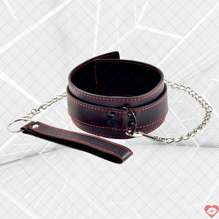 Lovetoy Bondage Vòng Cổ Đen Kéo Leash Nô Lệ