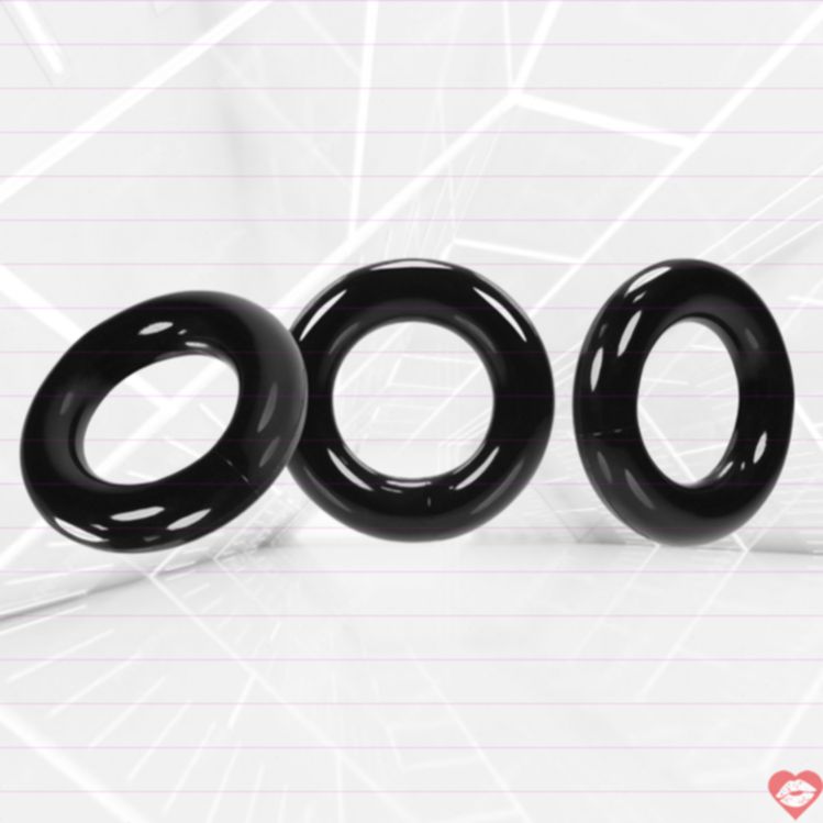 Oxballs Willy Ring Set 3pc Đen Mỹ Bền Đàn Hồi Siêu Mềm 