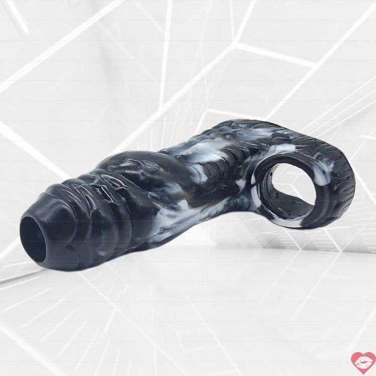 FAAK thú dữ penis sleeve đen trắng 13.5cm tăng kích thước