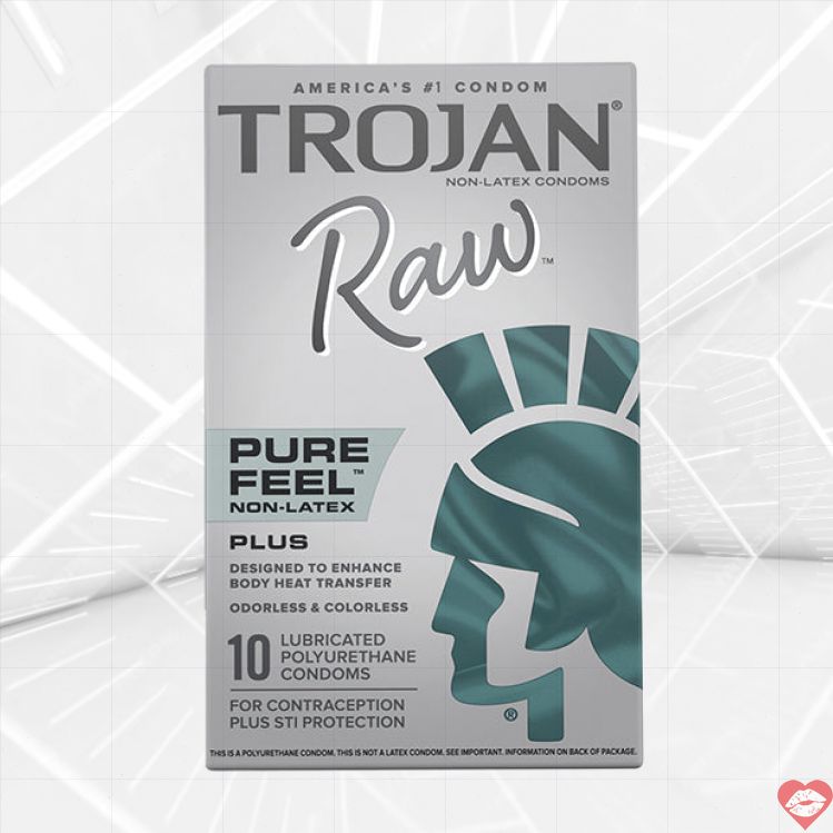 Trojan Raw Pure Feel Bao Cao Su Mỏng Không Latex Thoải Mái 