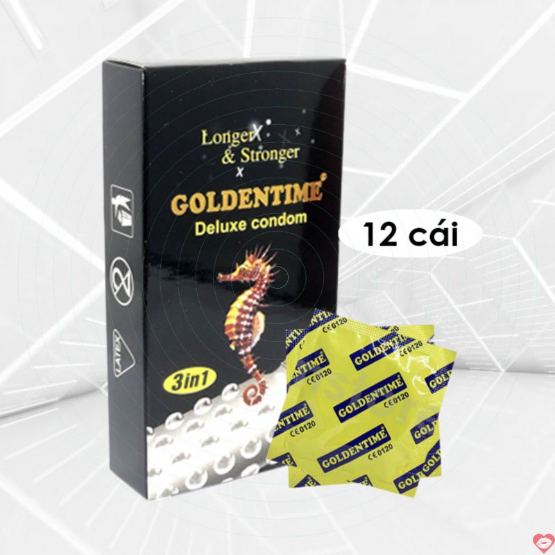 Bao cao su Goldentime 3 in 1 siêu mỏng gai gân kích thích lâu 