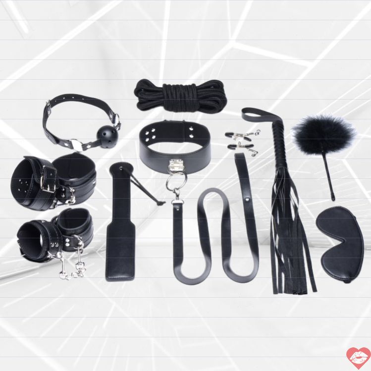 Strict BDSM Kit 10 Món Đen Sang Trọng Trói Buộc Đầy 