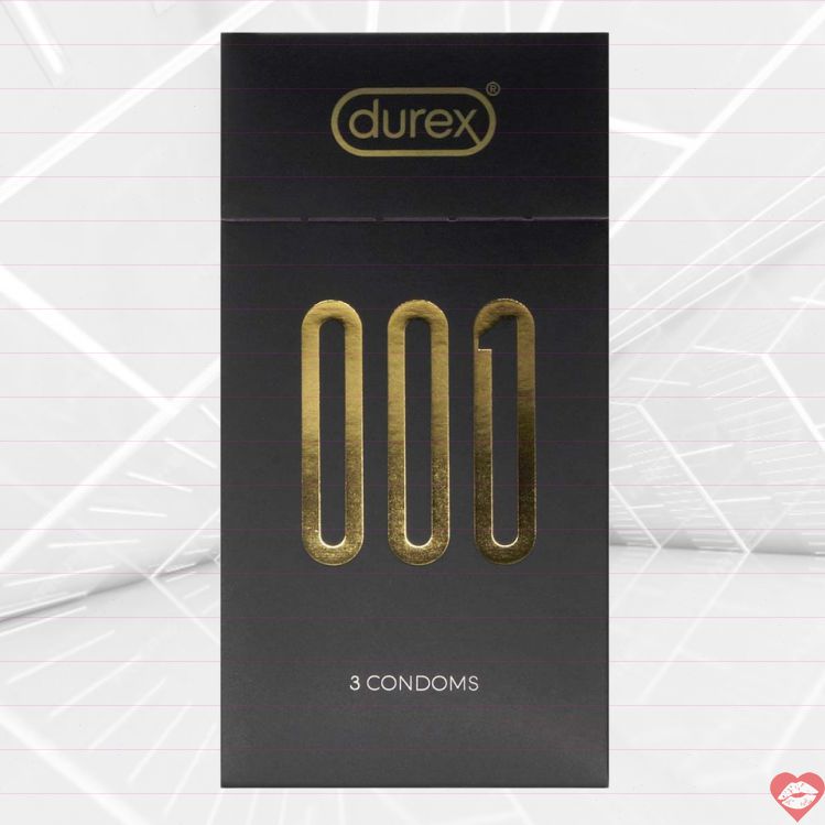 Durex 001 PU Bao Cao Su 3pcs Mỏng Siêu Cảm Nhạy