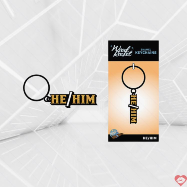 Wood Rocket Pronoun Keychain Lấp Lánh Pride Tự Hào Dâm 
