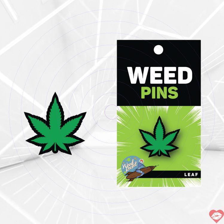 Pin Lá Cần Sa Wood Rocket Thời Trang Cute Cá Tính 