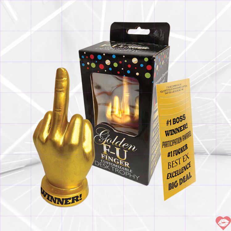 Cúp Golden F-U Ngón Giữa 15cm Troll Vui 