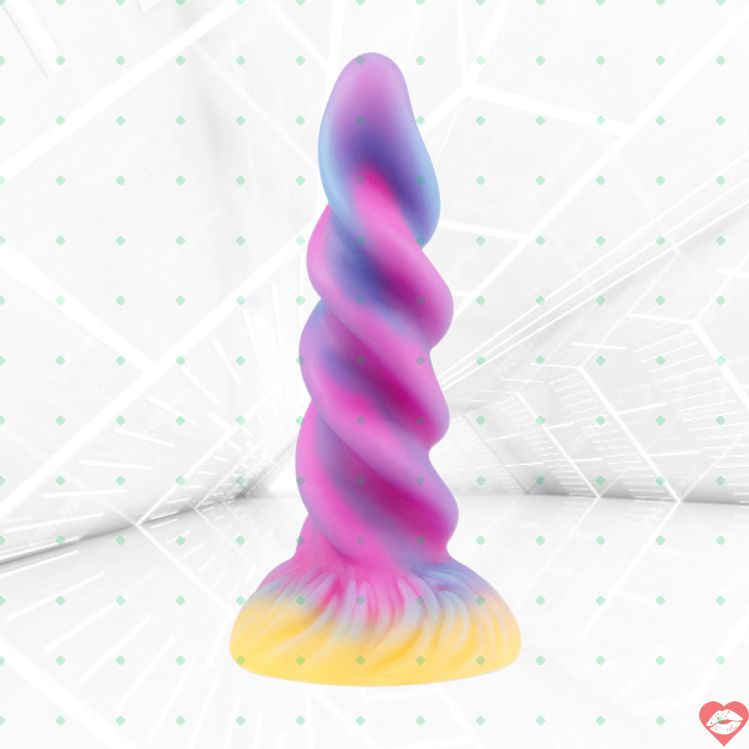 Dildo Xoắn Silicon Cầu Vồng Anal 21cm Đa Màu Kích Thích 