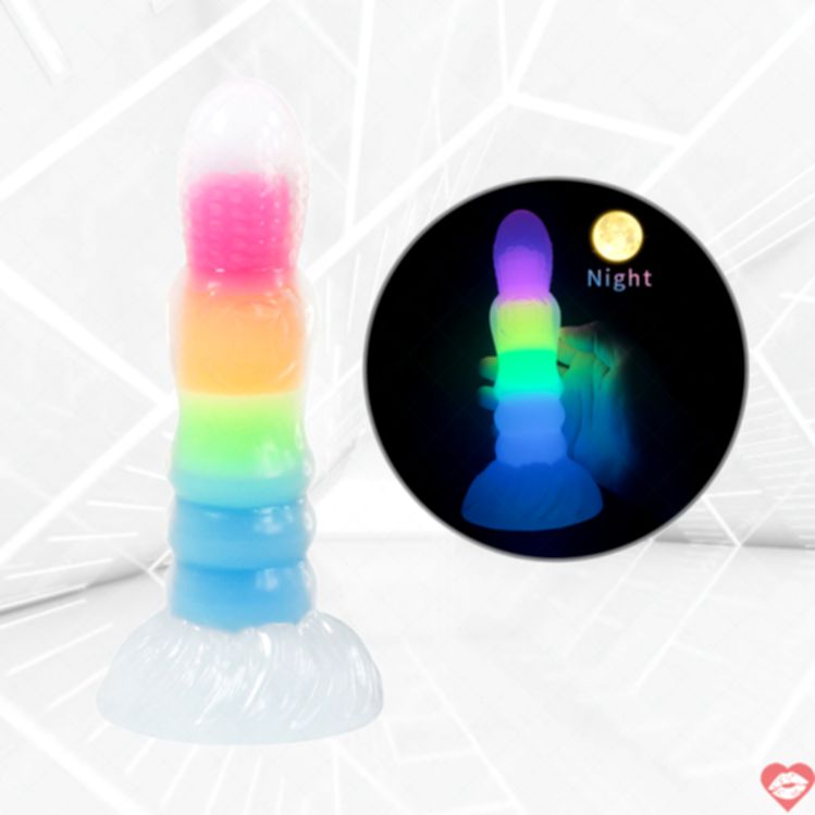 Dildo Rainbow Fantasy Silicone Phát Sáng Kỳ Ảo Ban Đêm Mê Hoặc 