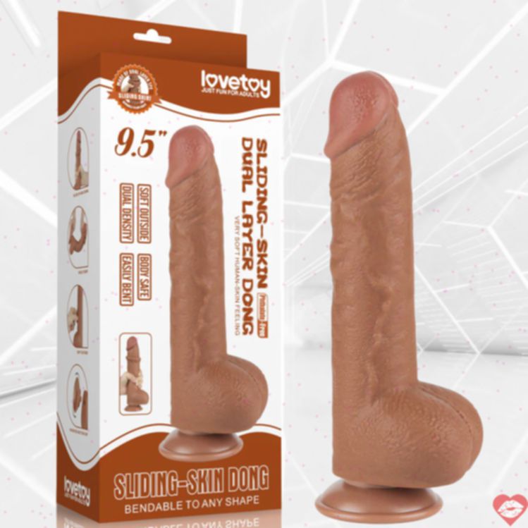 Dương Vật Đôi Lớp 24cm Da Trượt Bóng Bi Thật Mãn Nhãn 