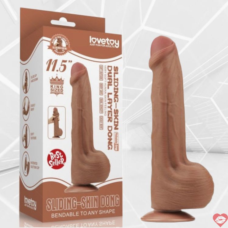 Dildo King 11.5 Inch Sliding Skin Đôi Mật Độ Thực Tế 