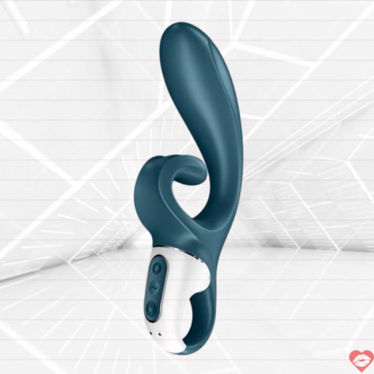 Satisfyer Hug Me Rabbit Xám Xanh Rung 21cm