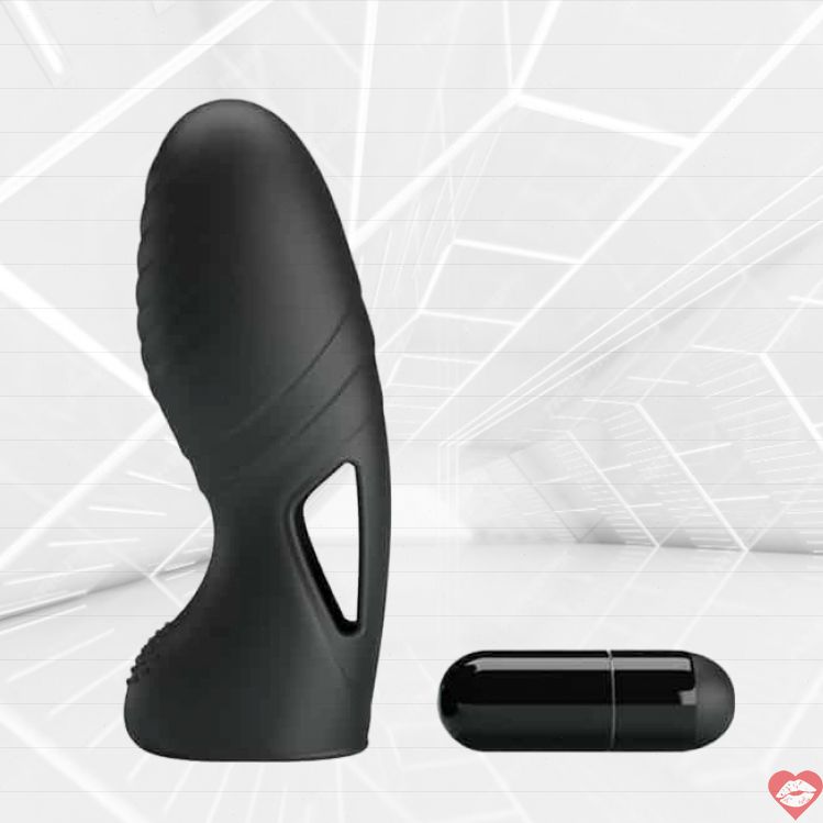 Vibro ngón Pretty Love Alan đen silicone relief 10cm