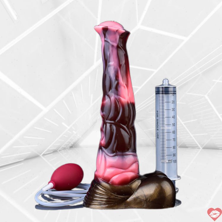 Dildo Ngựa 25cm Đỏ Phun Nước Ướt Át Khổng Lồ Fantasy 