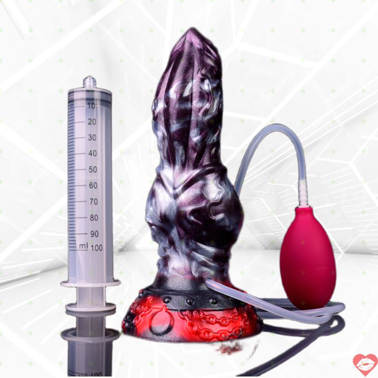 7 Inch Dog Knot Dildo Tím Trắng Bắn Tinh Sướng Rơn 